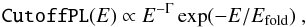 \begin{equation} \texttt{CutoffPL}(E)\propto E^{-\Gamma}\exp(-E/E_\mathrm{fold})~, \end{equation}