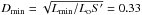 \hbox{$D_\mathrm{min} =\sqrt{L_\mathrm{min}/L_{\rm o}S'}=0.33$}
