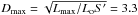 \hbox{$D_\mathrm{max} = \sqrt{L_\mathrm{max}/L_{\rm o}S'}=3.3$}