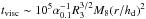 \hbox{$t_{\rm visc}\sim 10^5\alpha_{0.1}^{-1}R_{3}^{3/2}M_8(r/h_{\rm d})^2$}