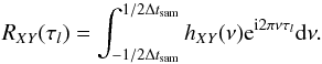 \appendix \setcounter{section}{1} \begin{equation} R_{XY}(\tau_l)=\int_{-1/2\Delta t_{\mathrm{sam}}}^{1/2\Delta t_{\mathrm{sam}}}h_{XY}(\nu)\mathrm{e}^{\mathrm{i}2\pi\nu\tau_l}\mathrm{d}\nu. \label{eqa4} \end{equation}