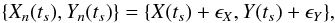 \appendix \setcounter{section}{3} \begin{equation} \{X_{{n}}(t_s),Y_{{n}}(t_s)\}=\{X(t_s)+\epsilon_X,Y(t_s)+\epsilon_Y\}, \label{eqc1} \end{equation}