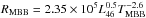 \hbox{$R_{\rm MBB}=2.35\times 10^{5} L_{46}^{0.5} T_{\rm MBB}^{-2.6}$}
