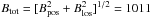 \hbox{$B_{\rm{}tot}=[B_{\rm{}pos}^2+B_{\rm{}los}^2]^{1/2}=1011$}