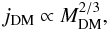 \begin{equation} j_{\rm DM}\propto M_{\rm DM}^{2/3} , \end{equation}