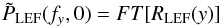 \begin{equation} \tilde{P}_{\rm LEF}(f_{y}, 0)= {FT}[R_{\rm LEF}(y)] \label{eq13} \end{equation}