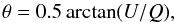 $$\theta = 0.5\arctan({U/Q}),$$