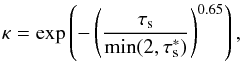 \begin{equation} \kappa =\exp \left(- \left(\frac{\st}{\min(2,\st^*)}\right)^{0.65}\right), \label{eq:kappa} \end{equation}