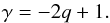 \begin{equation} \gamma = -2q+1. \end{equation}