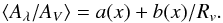\begin{equation} \langle A_{\lambda}/\Av \rangle = a(x) + b(x)/ \Rv. \label{eq:cardcoeff} \end{equation}