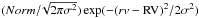 \hbox{$(Norm/\!\sqrt{2 \pi \sigma^2}) \exp(-(rv-{\rm RV})^2/2\sigma^2)$}