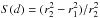 \hbox{$S(d)=(r_2^2-r_1^2)/r_2^2$}