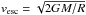 \hbox{${v_ {\rm esc}} = \sqrt{2GM/R}$}