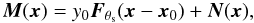 \begin{eqnarray} \label{eq:SZ_map} {{\vec M}}({\vec x}) = y_{0} {\vec F}_{\theta_{\rm s}}({\vec x}-{\vec x}_0) + {{\vec N}}({\vec x}), \end{eqnarray}