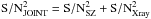 \hbox{$\rm{S/N}_{\rm JOINT}^2 = \rm{S/N}_{\rm SZ}^2 + \rm{S/N}_{\rm Xray}^2$}