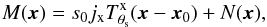 \begin{eqnarray} \label{eq:Xray_map} M({\vec x}) = s_{0} j_{\rm x} T^{\rm{x}}_{\theta_{\rm s}}({\vec x}-{\vec x}_0) + N({\vec x}), \end{eqnarray}