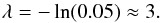 \begin{equation} \lambda=-\ln(0.05)\approx3. \label{eq_p_limit1b} \end{equation}
