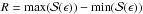 \hbox{$R={\rm max}(\mathcal{S}(\epsilon)) - {\rm min}(\mathcal{S}(\epsilon))$}
