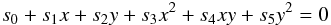 \appendix \setcounter{section}{1} \begin{eqnarray*} s_0 +s_1x+s_2y+s_3x^2 +s_4xy+s_5y^2 =0 \end{eqnarray*}