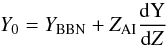 \begin{equation} Y_{0} = Y_{\rm BBN} + Z_{\rm AI}\frac{{\rm d Y}}{{\rm d} Z} \label{eq:HelAbunEq} \end{equation}
