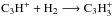 \hbox{$\rm C_3H^+ + H_2 \longrightarrow C_3H_3^+$}