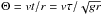\hbox{$\Theta = vt/r = v\tau/\sqrt{gr}$}