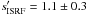 \hbox{$s^{\prime}_\mathrm{ISRF}=1.1\pm 0.3$}