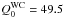 \hbox{$Q_{0}^{\mathrm{WC}} = 49.5$}