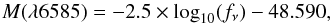 \begin{equation} M(\lambda6585) = -2.5 \times \log_{10} (f_\nu) - 48.590, \end{equation}