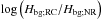 \hbox{$\log\left(H_{\rm bg;RC}/H_{\rm bg;NR}\right)$}