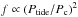 \hbox{$f\propto\left(P_{\rm tide}/P_{\rm c}\right)^{2}$}