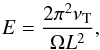 \begin{equation} E = \displaystyle \frac{2 \pi^2 \nu_{\rm T}}{ \Omega L^2}, \label{Eckman} \end{equation}