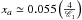 \hbox{$x_a\simeq 0.055\left({4\over {\mathscr{C}}_1}\right)$}