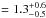 \hbox{$=1.3^{+0.6}_{-0.5}$}