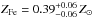 \hbox{${Z_{\rm Fe} = 0.39_{-0.06}^{+0.06}\,Z_\odot}$}