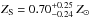 \hbox{$Z_{\rm S} = 0.70_{-0.24}^{+0.25}~Z_\odot$}