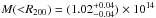 \hbox{$M({<}R_{\rm 200}) = (1.02^{+0.04}_{-0.04})\times10^{14}$}