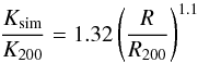 \begin{equation} \label{eq:voit} \frac{K_{\rm sim}}{K_{\rm 200}} = 1.32\left(\frac{R}{R_{\rm 200}}\right)^{1.1} \end{equation}