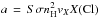 \hbox{$a\,=\,S \sigma n_{\rm H}^2 v_X X(\rm{Cl})$}