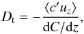 \begin{equation} D_{\rm t} = -\frac{\langle c'u_z\rangle}{{\rm d}C/{\rm d}z}, \end{equation}