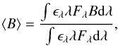 \begin{eqnarray} \label{eq:beaming_factor} \langle B \rangle = \frac{\int \epsilon_{\lambda} \lambda F_{\lambda} B {\rm d}\lambda }{\int \epsilon_{\lambda} \lambda F_{\lambda} {\rm d}\lambda}, \end{eqnarray}