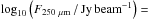 \hbox{$\log_{\rm 10}\left(F_{\rm 250~\mu m} \, / \, {\rm Jy \, beam}^{-1} \right) = $}
