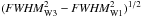 \hbox{$({\it FWHM}_{\rm W3}^2 - {\it FWHM}_{\rm W1}^2)^{1/2}$}