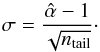 \begin{equation} \label{eqn:mle_powerlaw_uncert} \sigma = \frac{\hat{\alpha}-1}{\sqrt{n_{\rm tail}}} \cdot \end{equation}