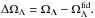 \hbox{$\Delta \Omega_{\Lambda}=\Omega_{\Lambda}-\Omega_{\Lambda}^{\text{fid}}.$}
