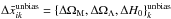 \hbox{$\Delta \bar x_{ik}^{\text{unbias}}=\left\{\Delta \Omega_{\rm M},\Delta \Omega_{\Lambda}, \Delta H_{0}\right\}^{\text{unbias}}_{k}$}