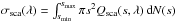 \hbox{$\sigma_\textrm{sca}(\lambda)=\int_{s_\textrm{min}}^{s_\textrm{max}} \pi s^2 Q_\mathrm{sca}(s,\lambda) \, \textrm{d}N(s)$}