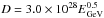 \hbox{$D = 3.0 \times 10^{28} E^{0.5}_{\rm GeV}$}