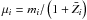 \hbox{$\mu_{i}=m_{i}/\left(1+\bar{Z}_{i}\right)$}