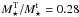 \hbox{$M_\star^{\mathrm{T}}/M_\star^{\mathrm{t}}= 0.28$}
